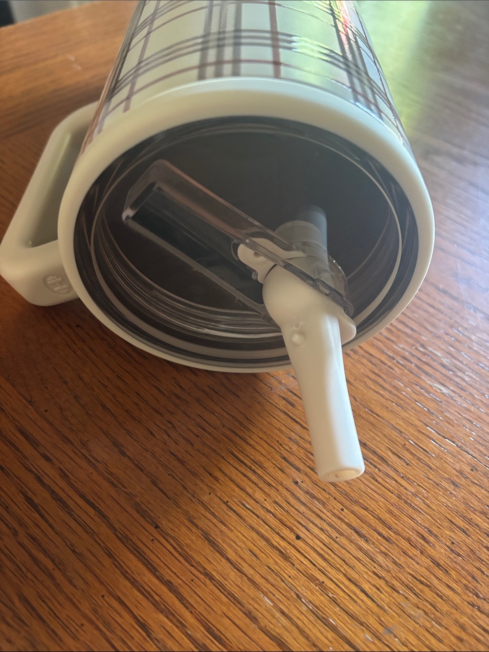 Hydro Jug Plaid Travel Mug - Cream & Brown - Picture 2 of 4